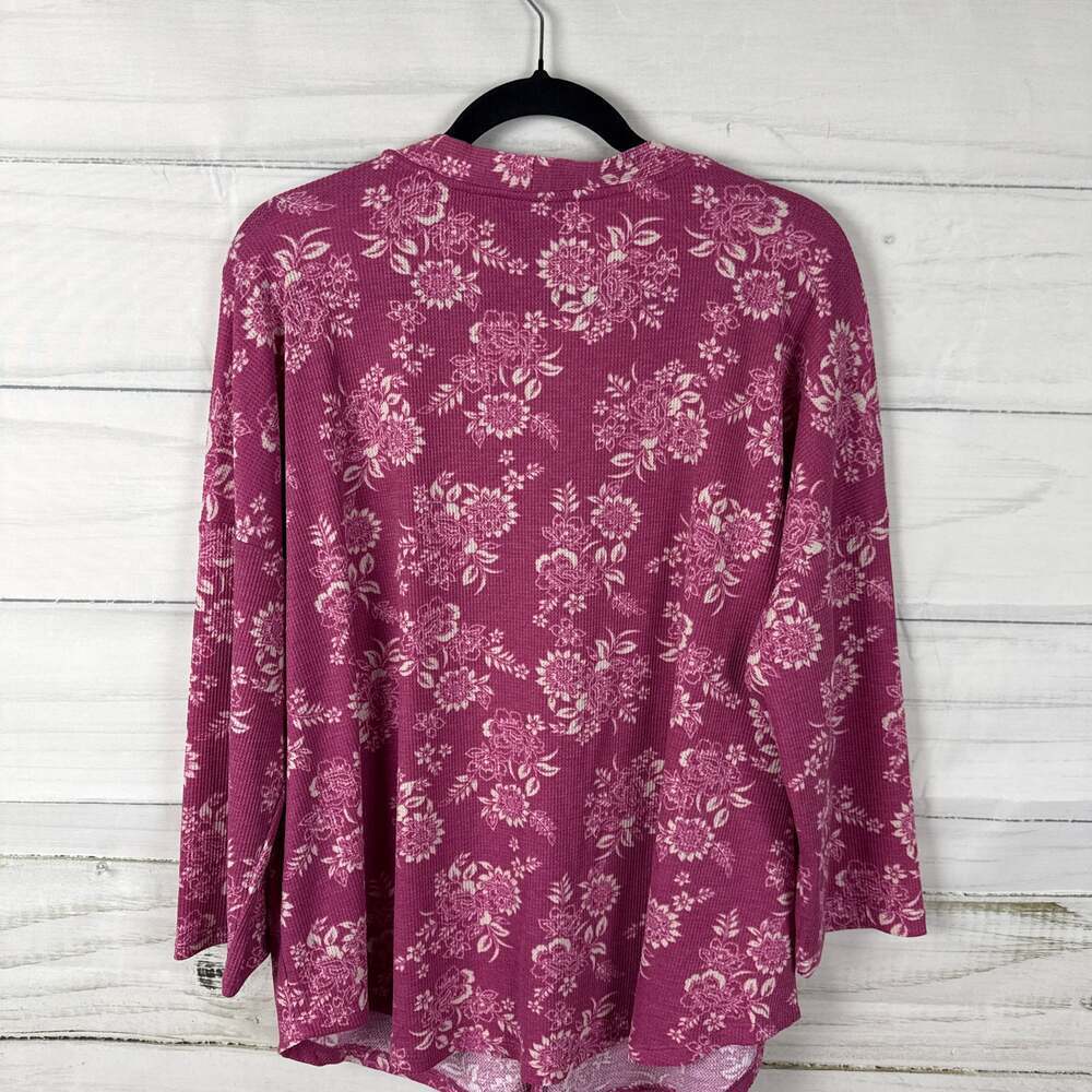 Bobeau Pink Floral V-Neck Button Front Cardigan - Picture 4 of 5